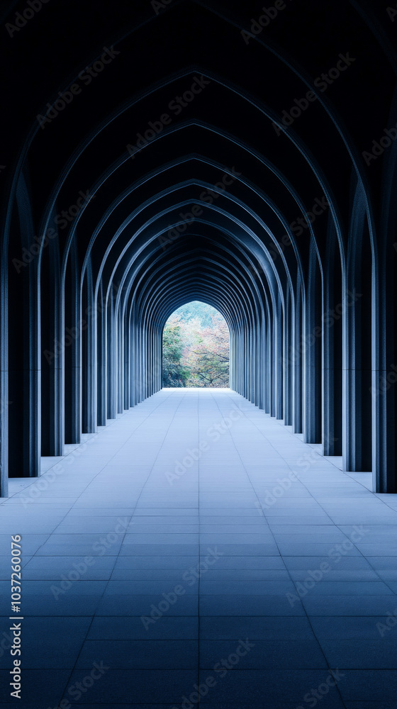 A long, dark hallway with a light at the end. A long, dark hallway with a light at the end.