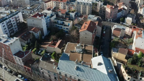 aerial shot of Paris suburbs