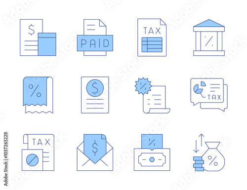 Wallpaper Mural Tax icons. Line Duotone style, editable stroke. tax, receipt, inheritance, bill, accounting, interest rate, chat, bank, paid Torontodigital.ca