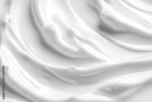 White cosmetic cream background, close-up of a white skincare product texture with smooth lines