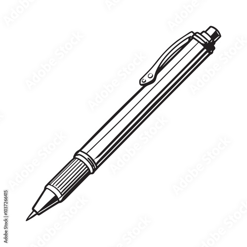 Silhouette vector style pen with white background