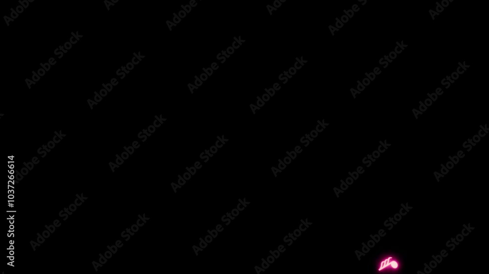 Animated red neon light music notes floating with background. Animated red neon light music notes floating with background.