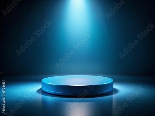 Illuminating Blue Glowing Round Stage on Dark Background for Dramatic Visuals and Presentations