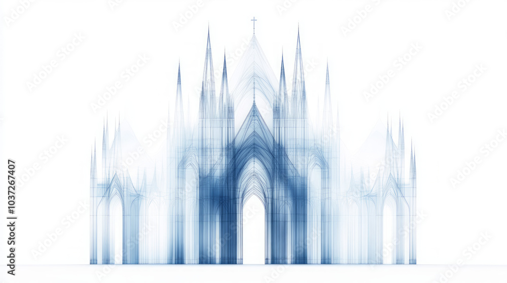 Abstract depiction of a Gothic cathedral with a white background. Abstract depiction of a Gothic cathedral with a white background.