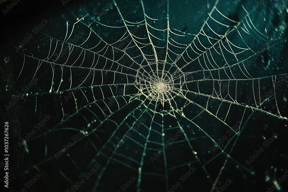 A close-up of the cracked screen, showing intricate patterns and textures that resemble spider webs against an ominous black background A close-up of the cracked screen, showing intricate patterns and textures that resemble spider webs against an ominous black background