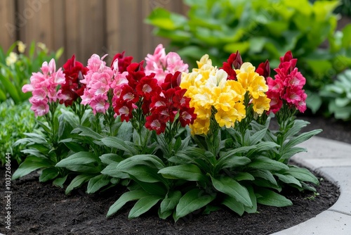 Wallpaper Mural Antirrhinum (Snapdragons) in a variety of colors, with red, pink, and yellow blooms standing tall in a garden bed Torontodigital.ca