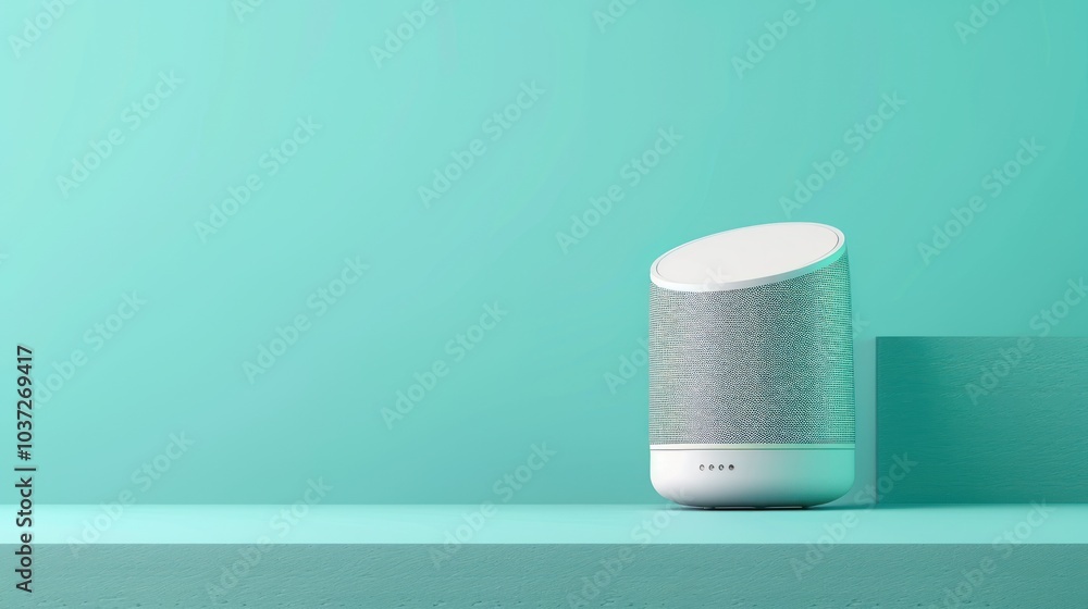 Smart Speaker on Turquoise Background Smart Speaker on Turquoise Background