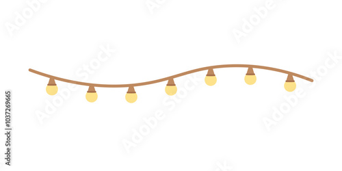 Hanging light bulb. Home interior decoration. Flat decorative modern vector design isolated illustration.