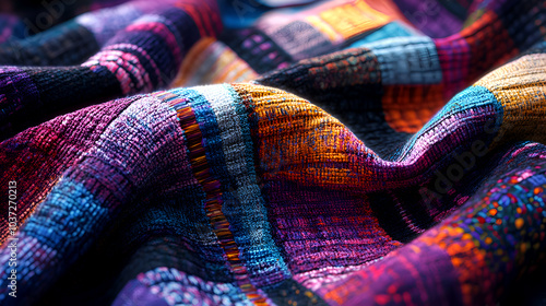 Colorful woven fabric texture, close-up of vibrant textile pattern for fashion and textile design concepts
