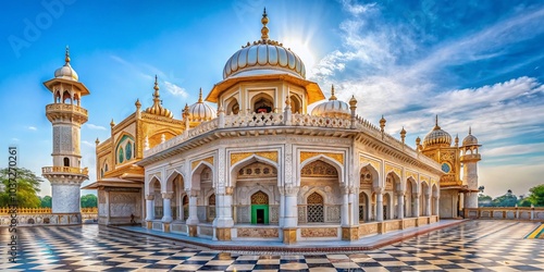Intricate Carvings on the Tomb of Subhan in Fatehgarh Sahib, Punjab – Panoramic Photography Showcase