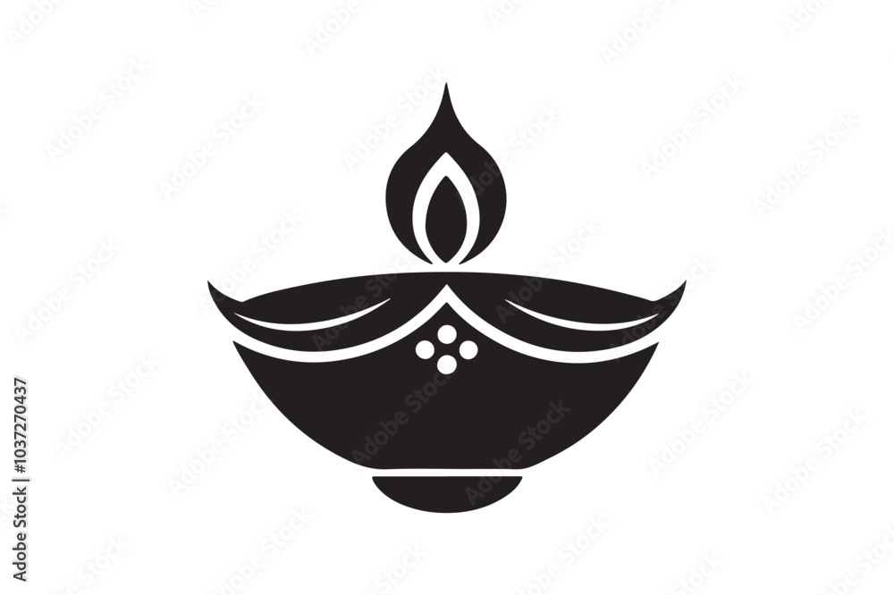 Diwali festival silhouette vector illustration, Diya lamp silhouette vector Diwali festival silhouette vector illustration, Diya lamp silhouette vector