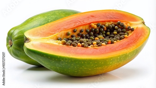 Wallpaper Mural Isolated Papaya on White Background - Fresh and Ripe Tropical Fruit for Culinary Use and Health Benefits Torontodigital.ca