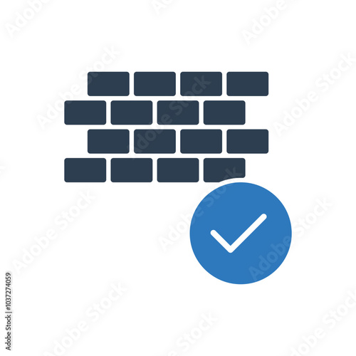 Brick Wall Complete Icon Sign Symbol Vector