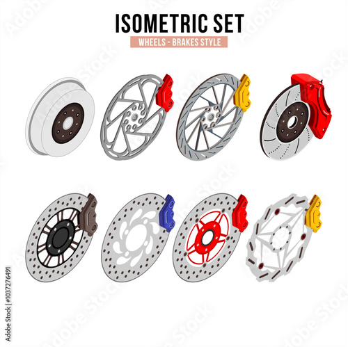Isometric design set of brakes style set for bike and car