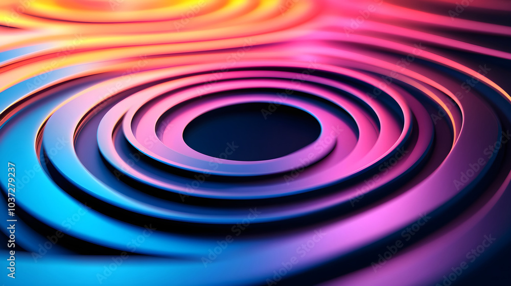 Concentric rings expanding and contracting rhythmically over a minimalistic background with neon hues Concentric rings expanding and contracting rhythmically over a minimalistic background with neon hues