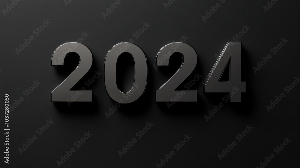 A minimalist black background with the numbers 2024 in elegant typography, New Year theme, Modern style A minimalist black background with the numbers 2024 in elegant typography, New Year theme, Modern style