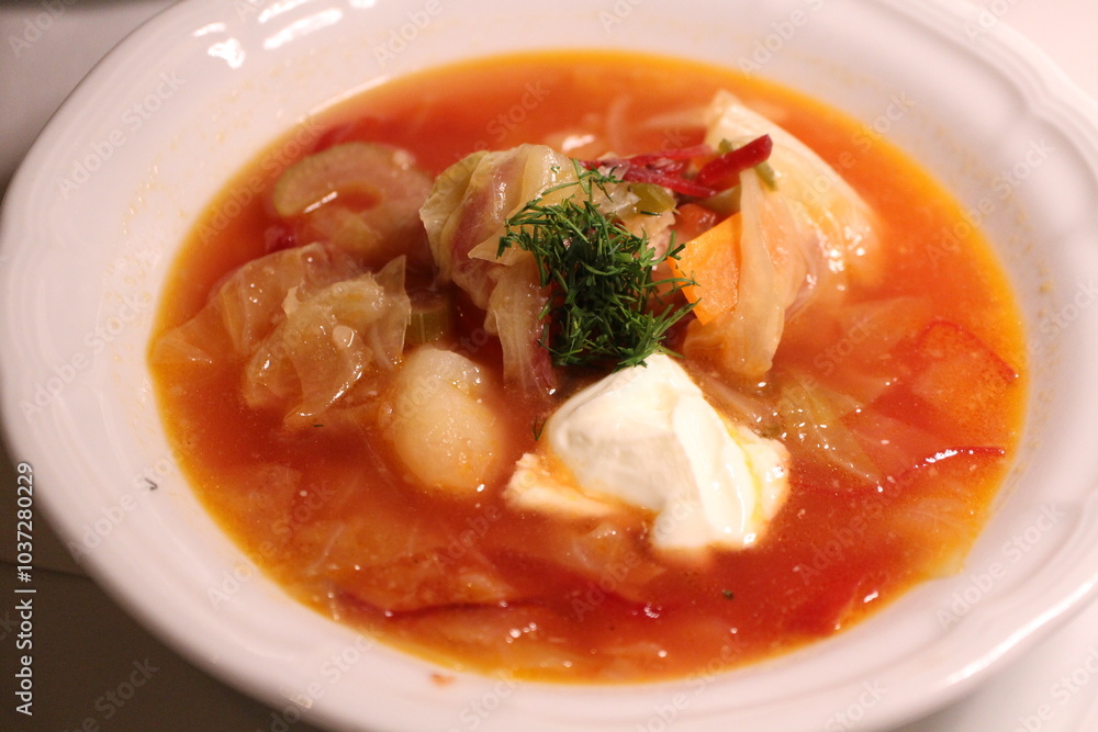 Ukrainian cuisine: borscht (sour soup) Ukrainian cuisine: borscht (sour soup)