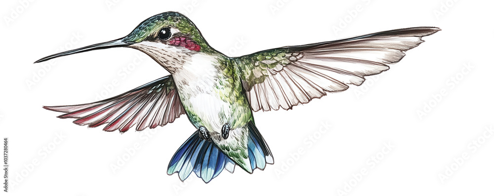 Obraz premium Hummingbird, white isolate background