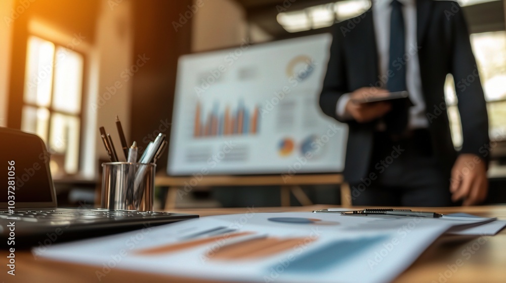 Business Presentation with Charts and Professional Attire Business Presentation with Charts and Professional Attire
