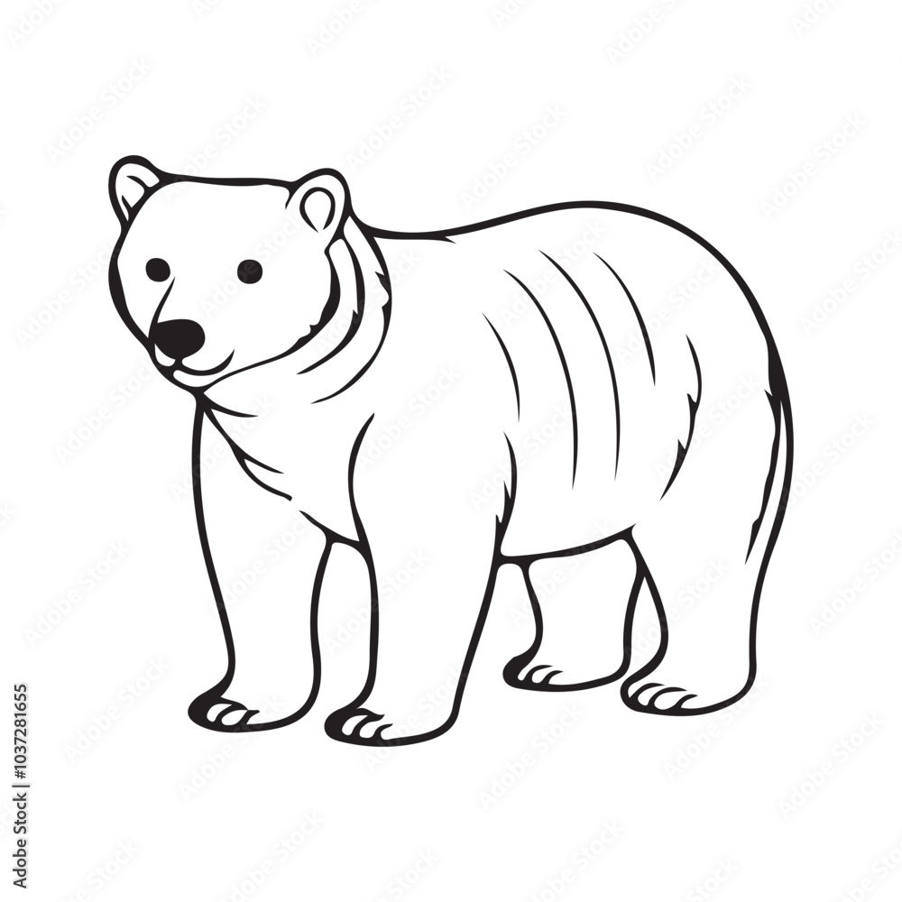 Fototapeta premium Silhouette vector style Polar Bear with white background
