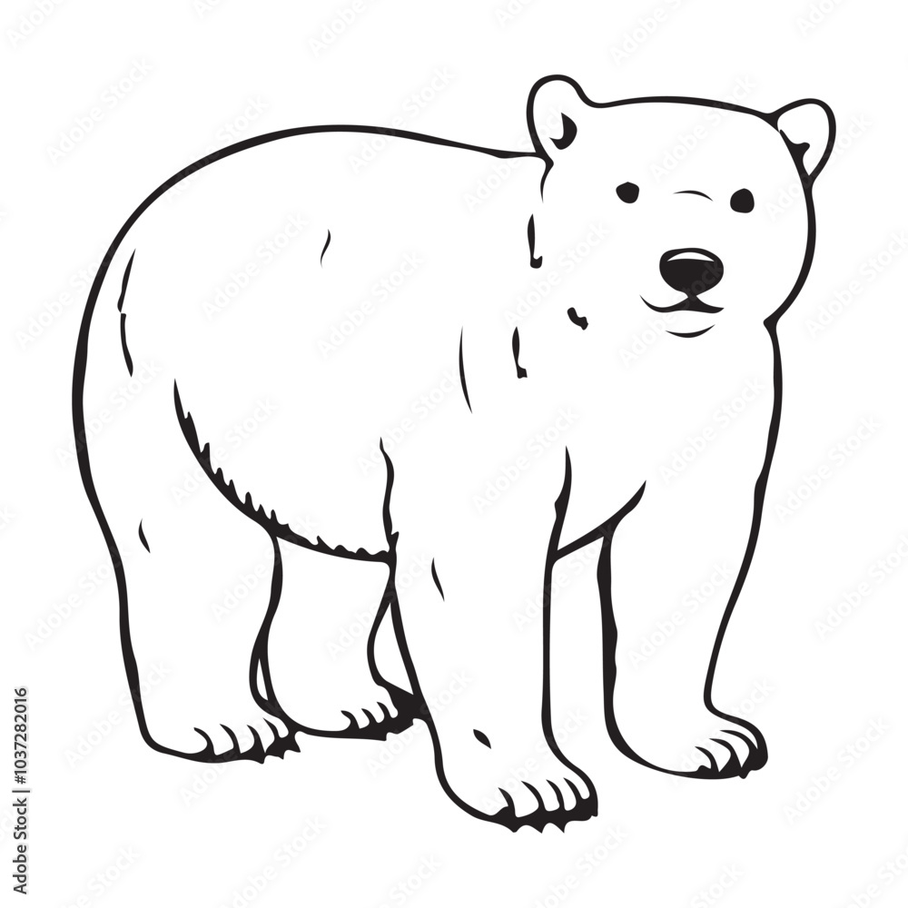 Fototapeta premium Silhouette vector style Polar Bear with white background