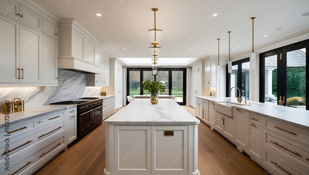 Modern Kitchen Interior with Soft Lighting and Glossy Cabinetry Modern Kitchen Interior with Soft Lighting and Glossy Cabinetry