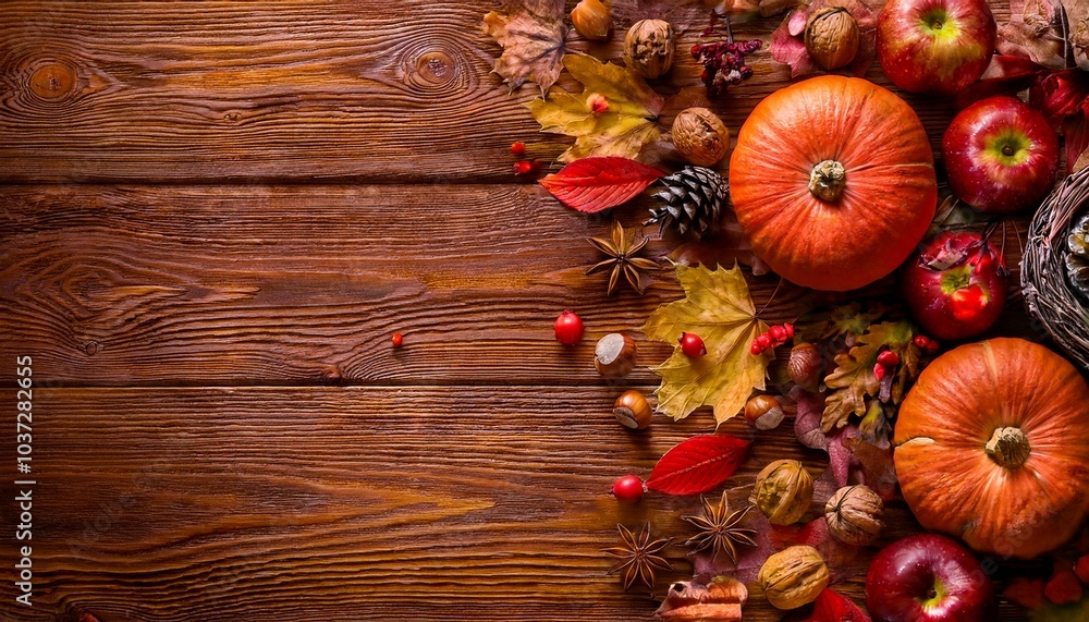Herbstlich dekorierter Holztisch – perfekt für Hintergrundbilder und Dekoration Herbstlich dekorierter Holztisch – perfekt für Hintergrundbilder und Dekoration