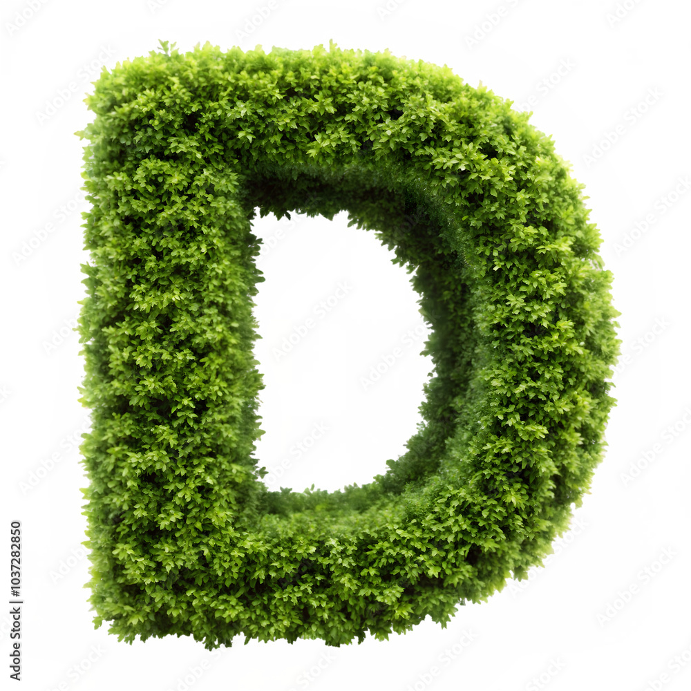 Shrubs trimmed into alphabet d isolated on a transparent background. Shrubs trimmed into alphabet d isolated on a transparent background.