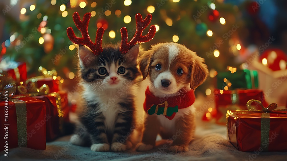 Festive pets together Festive pets together