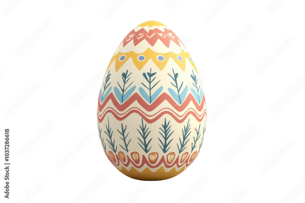 Colorful Easter egg with intricate patterns and designs on a transparent background. symbolizing tradition and celebration. Colorful Easter egg with intricate patterns and designs on a transparent background. symbolizing tradition and celebration.
