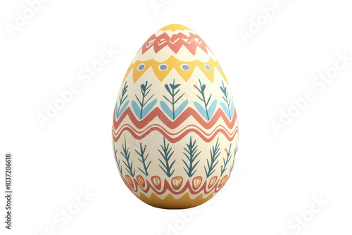 Colorful Easter egg with intricate patterns and designs on a transparent background. symbolizing tradition and celebration. photo