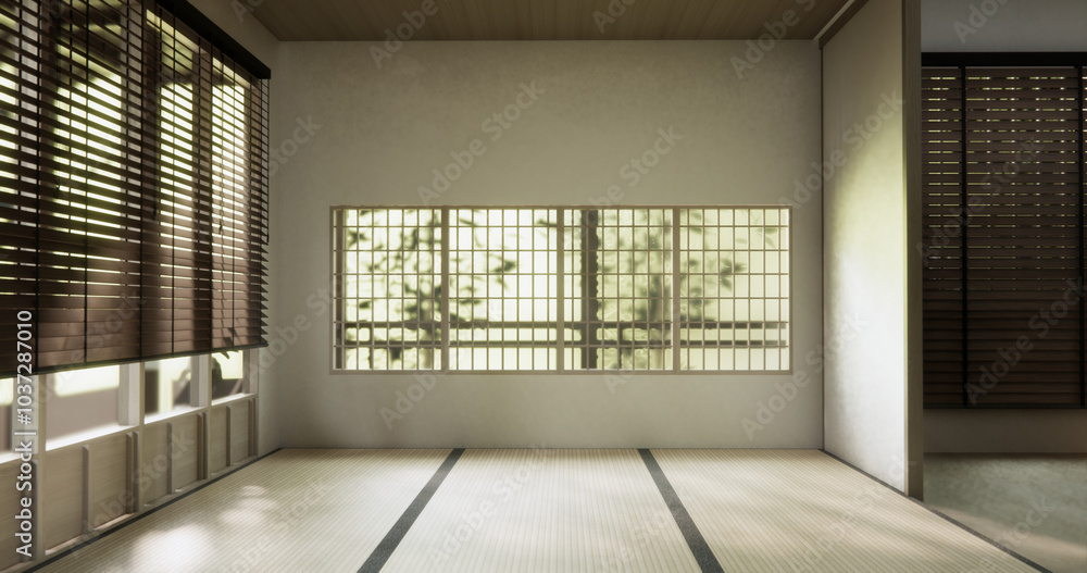 Mock up empty, Modern japanese tatami mat floor, room japanese traditional style. 3D rendering Mock up empty, Modern japanese tatami mat floor, room japanese traditional style. 3D rendering