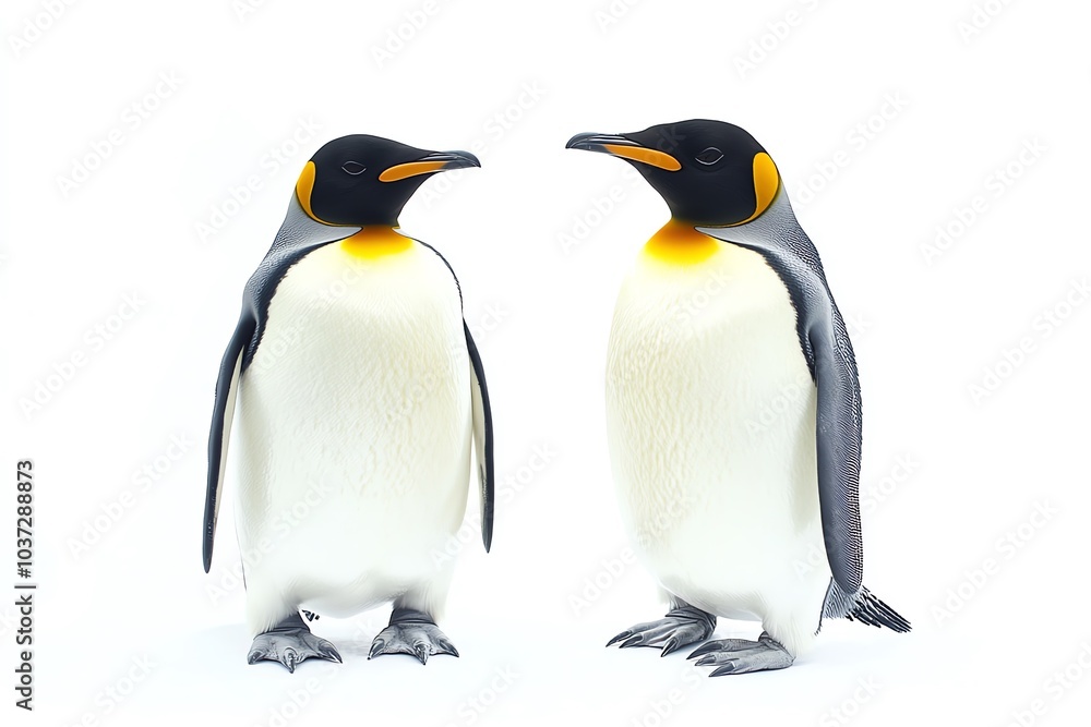 Fototapeta premium Deux manchots royaux se faisant face