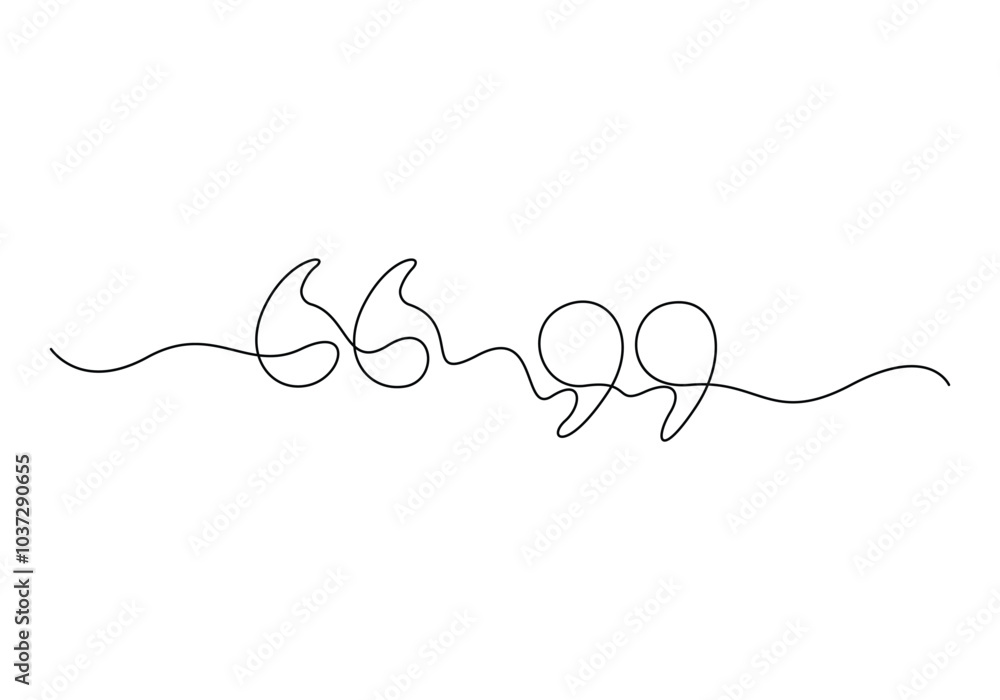 Continuous one line drawing of a quote mark vector illustration. Premium vector Continuous one line drawing of a quote mark vector illustration. Premium vector