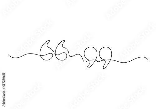 Continuous one line drawing of a quote mark vector illustration. Premium vector
