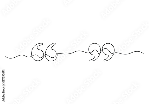 Continuous one line drawing of a quote mark vector illustration. Premium vector