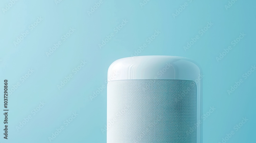 White Smart Speaker on a Blue Background White Smart Speaker on a Blue Background