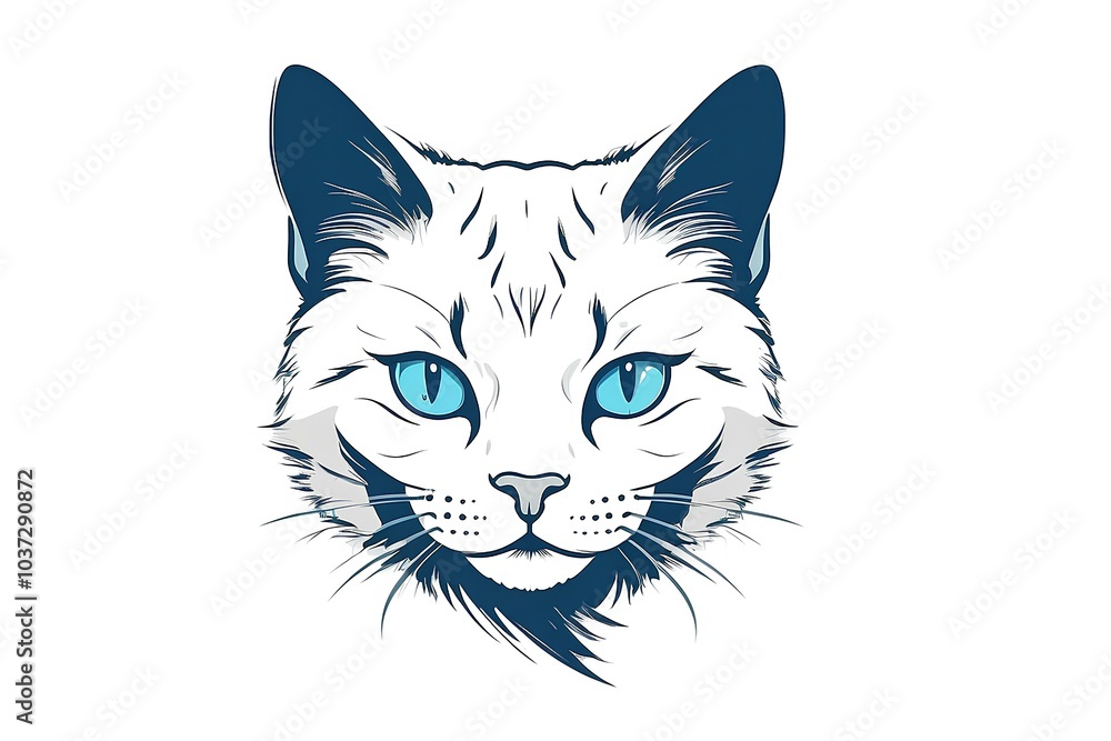 artistic hand-drawn cat face illustration with bright blue eyes, highlighting the charm and personality of a friendly feline artistic hand-drawn cat face illustration with bright blue eyes, highlighting the charm and personality of a friendly feline