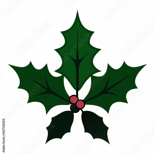 Holly leaf silhouette vector illustration with white background