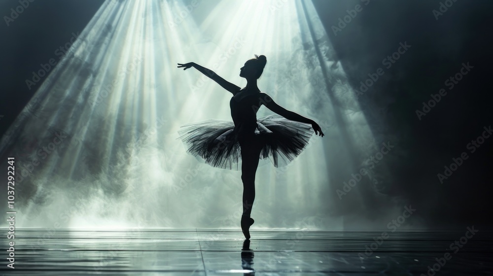 Ballet Silhouette in Spotlight Ballet Silhouette in Spotlight