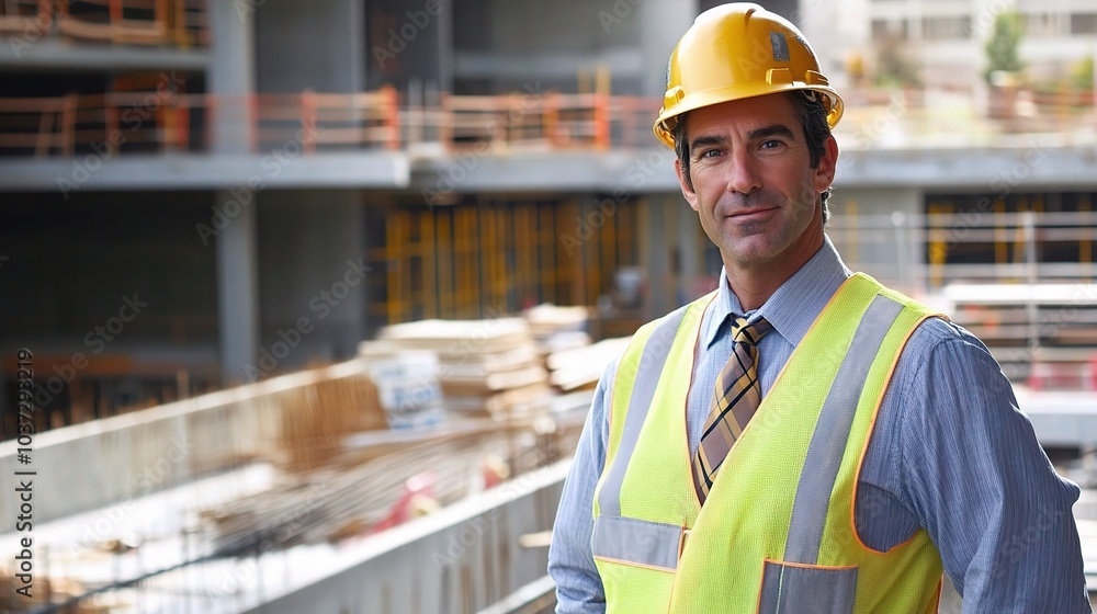 Confident Construction Worker at Job Site Confident Construction Worker at Job Site