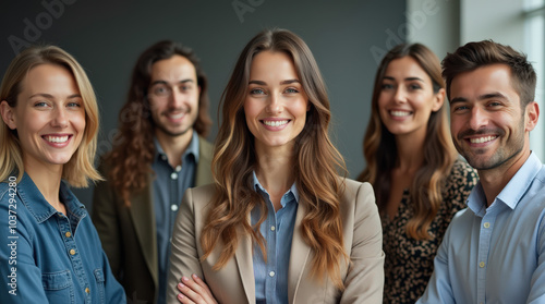 Diverse Group of Business Professionals in Modern Office Setting - Teamwork, Collaboration, and Leadership in Corporate Environment