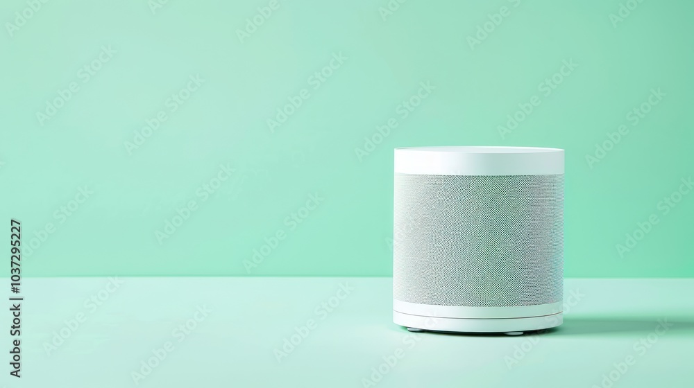 White Bluetooth Speaker on a Green Background White Bluetooth Speaker on a Green Background