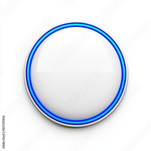 Free Download Circular button with a glossy finish and blue glow on a white isolated background. - GFXLoad