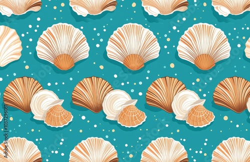 Sea shells seamless pattern