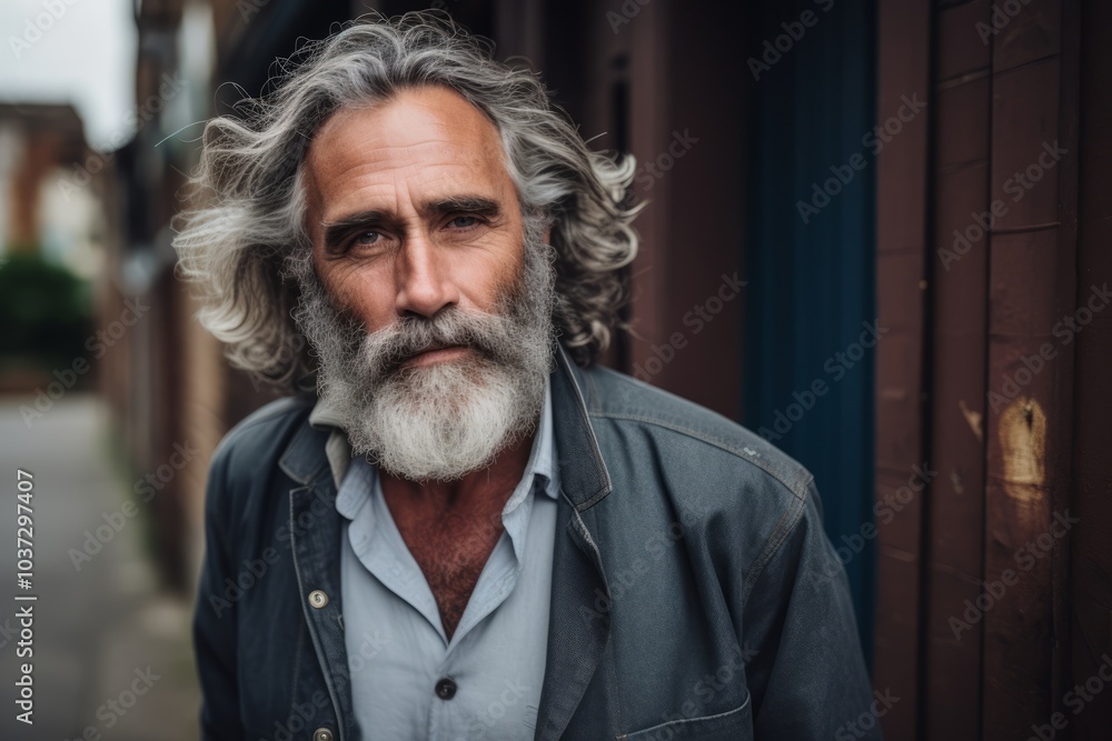 Portrait of a handsome mature man with gray beard and mustache outdoor Portrait of a handsome mature man with gray beard and mustache outdoor