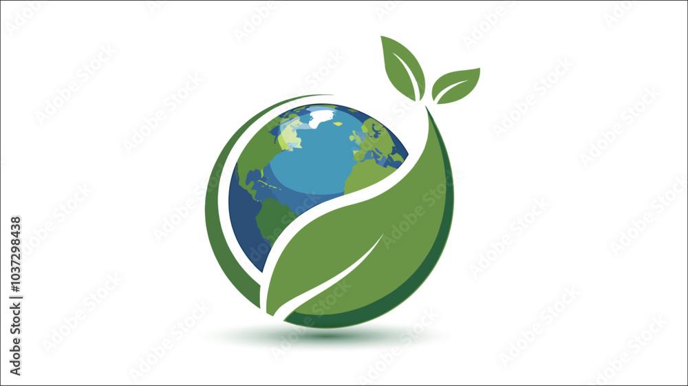 Eco-Friendly Earth with Leaf Design for Sustainability Concepts Eco-Friendly Earth with Leaf Design for Sustainability Concepts
