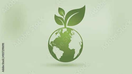 Sustainable Earth with Green Leaves Symbolizing Growth