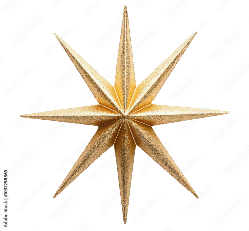 Golden star decoration isolate on transparent background, png, cutout Golden star decoration isolate on transparent background, png, cutout