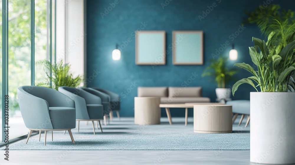 Modern Interior with Greenery and Chic Furniture Modern Interior with Greenery and Chic Furniture